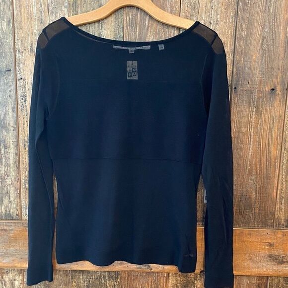 Max Studio Sz M NWT Black Sexy Silk Sheer Long Sleeves Elegant Date Night Top - Picture 2 of 8